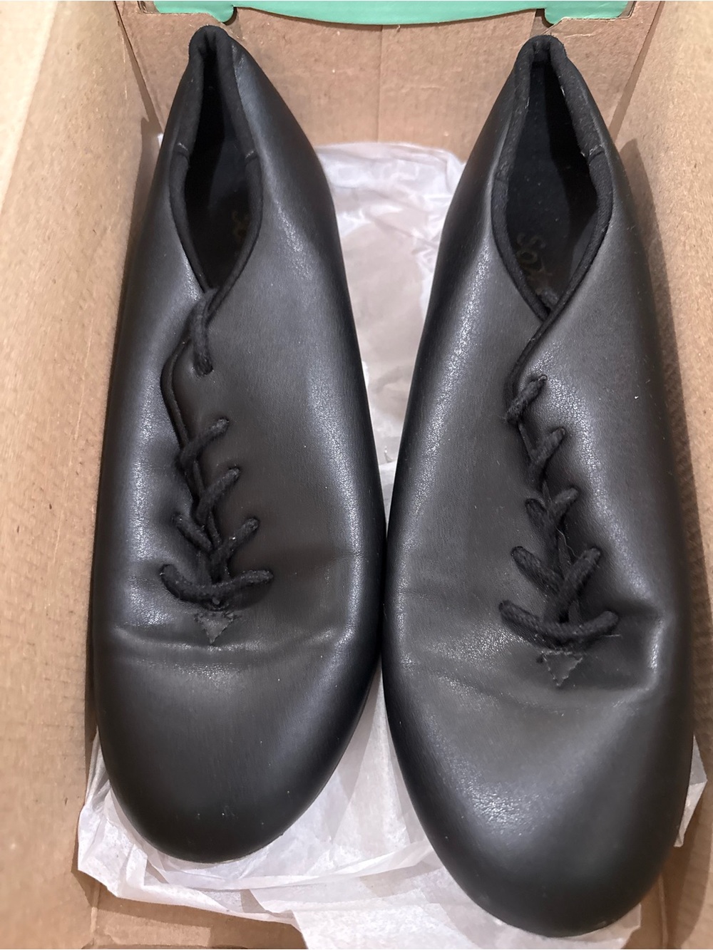 Tap shoes Black Smooth Leather Lace-Up Oxford Flats